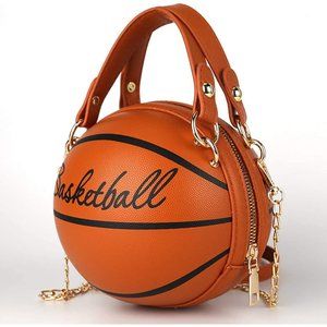 BASKETBALL SHAPE TOTE HANDBAG SHOULDER NOVELTY BAG